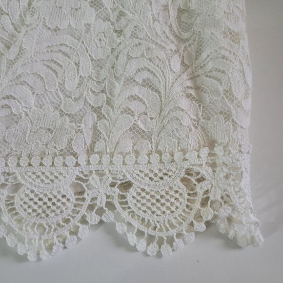 Ambiance Lace Doily Crop Tank Spaghetti Strap Off White Womens Medium - Picture 6 of 11